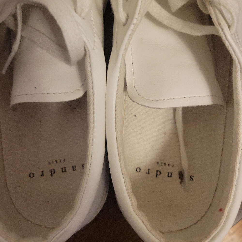 Sandro Men's White Leather Sneaker Size 43 (10) - Picture 3 of 7